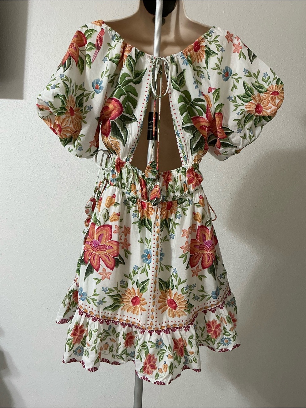 Farm Rio Off-White Bloom Garden Mini Dress Size XS - Picture 6 of 16